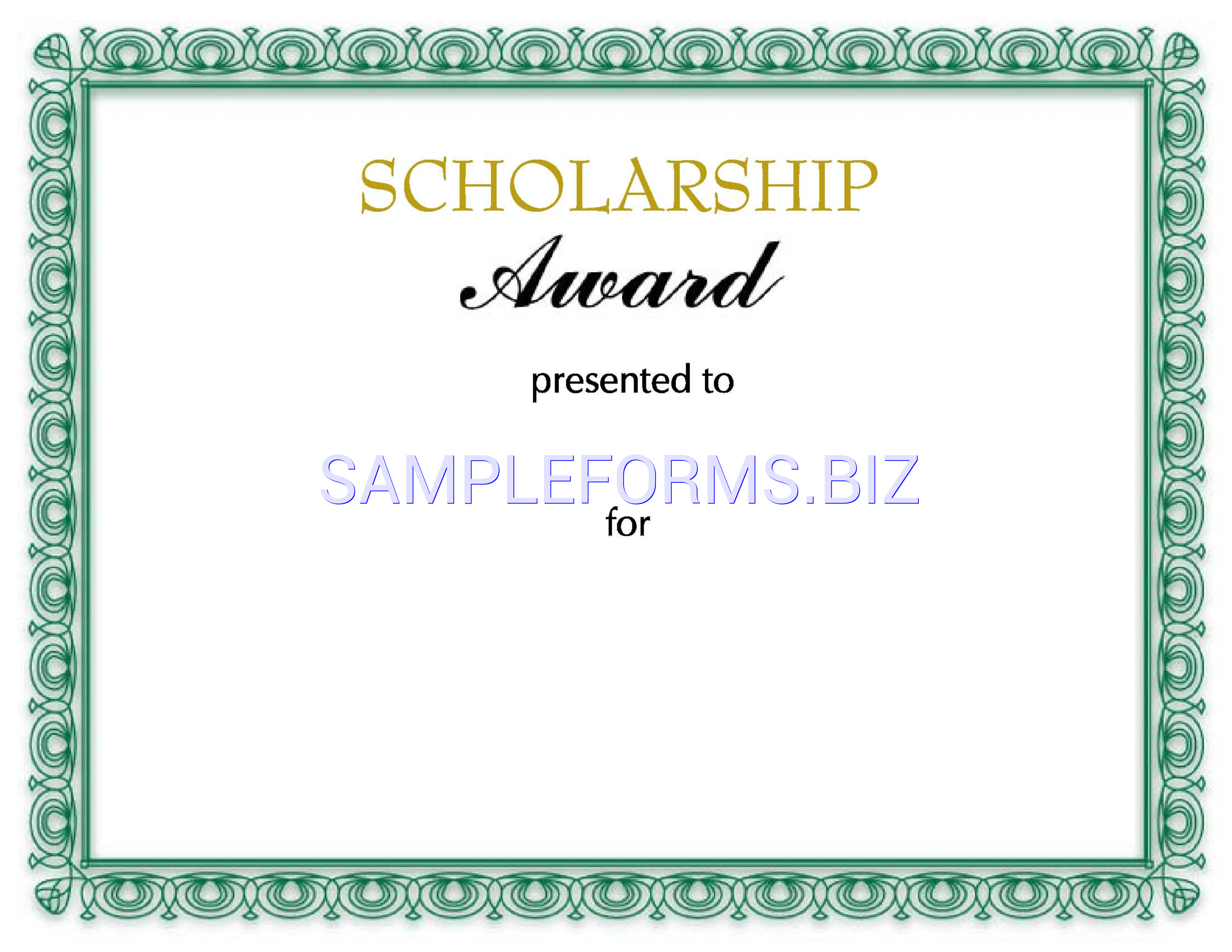Preview free downloadable Scholarship Award Certificate in PDF (page 1)